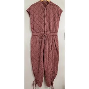 Free People One Jumpsuit Coverall Betty Quilted Red Maroon Burgundy Outdoor Sz S